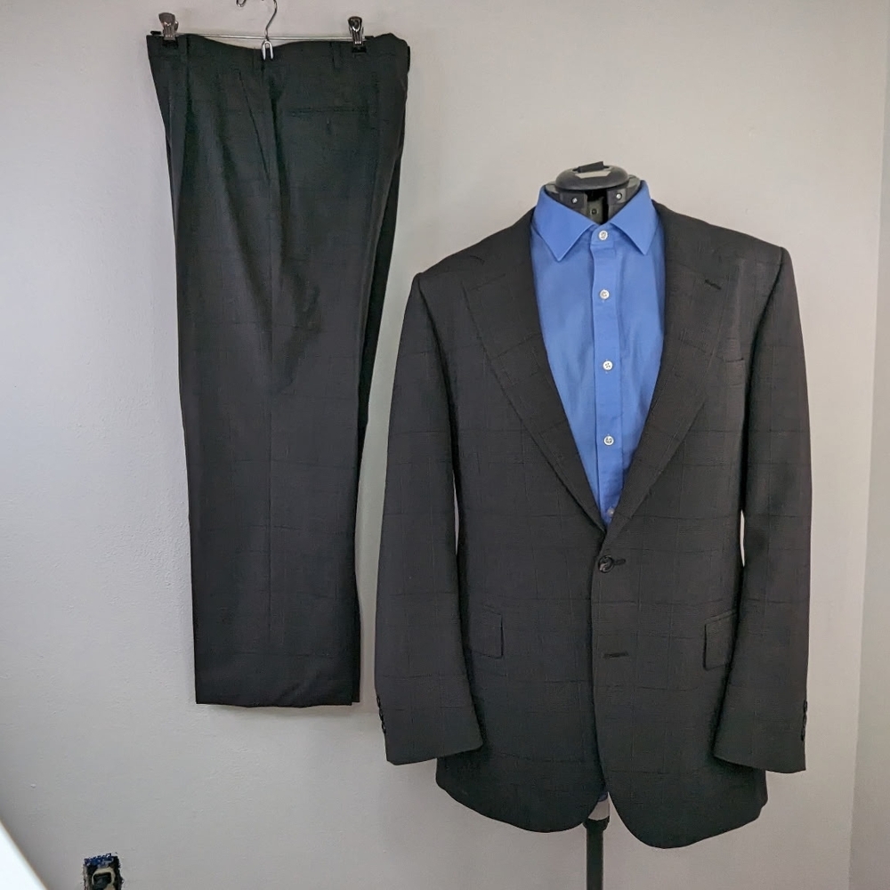 Vintage JOHNNY CARSON Suit Jacket Blazer Pants Combo ALTERED Gray Casual